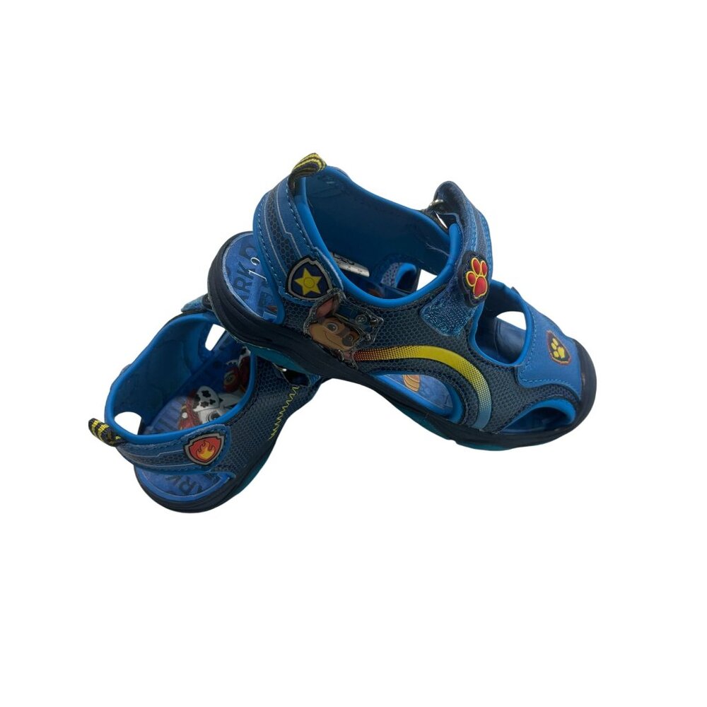 Paw Patrol Kids Light-Up Sandals Size 12 Adjustable Straps Blue Yellow